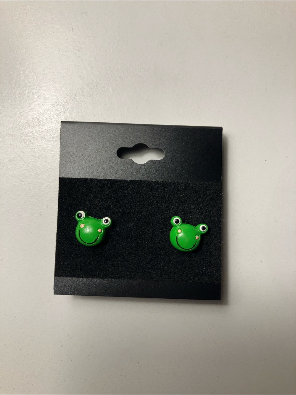 Green Frog Stud Earrings for Kids - Cute Animal Earrings